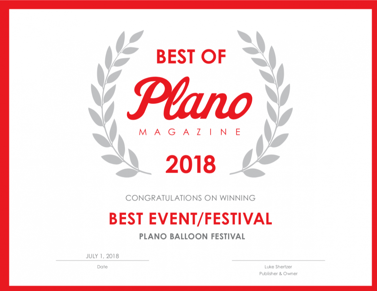 INTOUCH CREDIT UNION PLANO BALLOON FESTIVAL WINS BEST OF PLANO MAGAZINE 2018