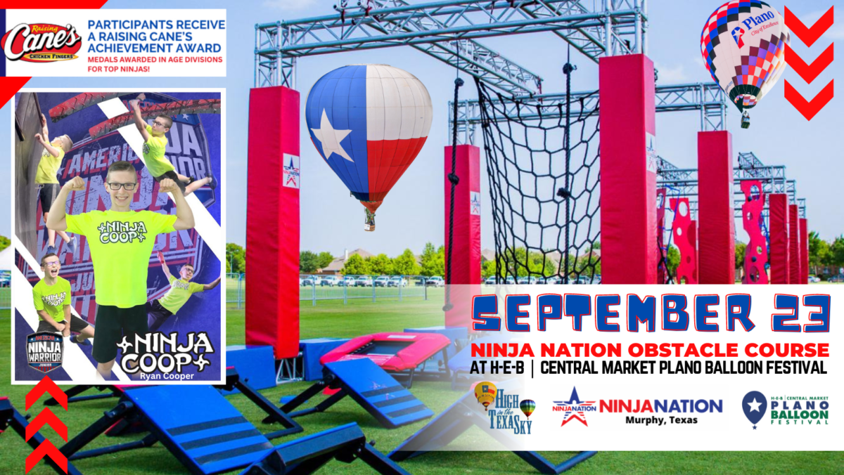 Ninja Nation Obstacle Course Added To H-E-B | Central Market Plano Balloon Festival For Warriors to Compete