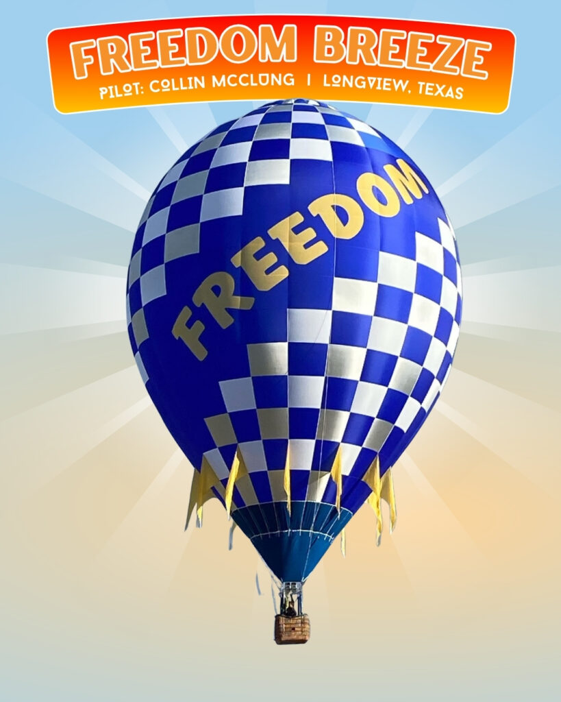 Freedom Breeze hot air balloon and pilot Collin McClung