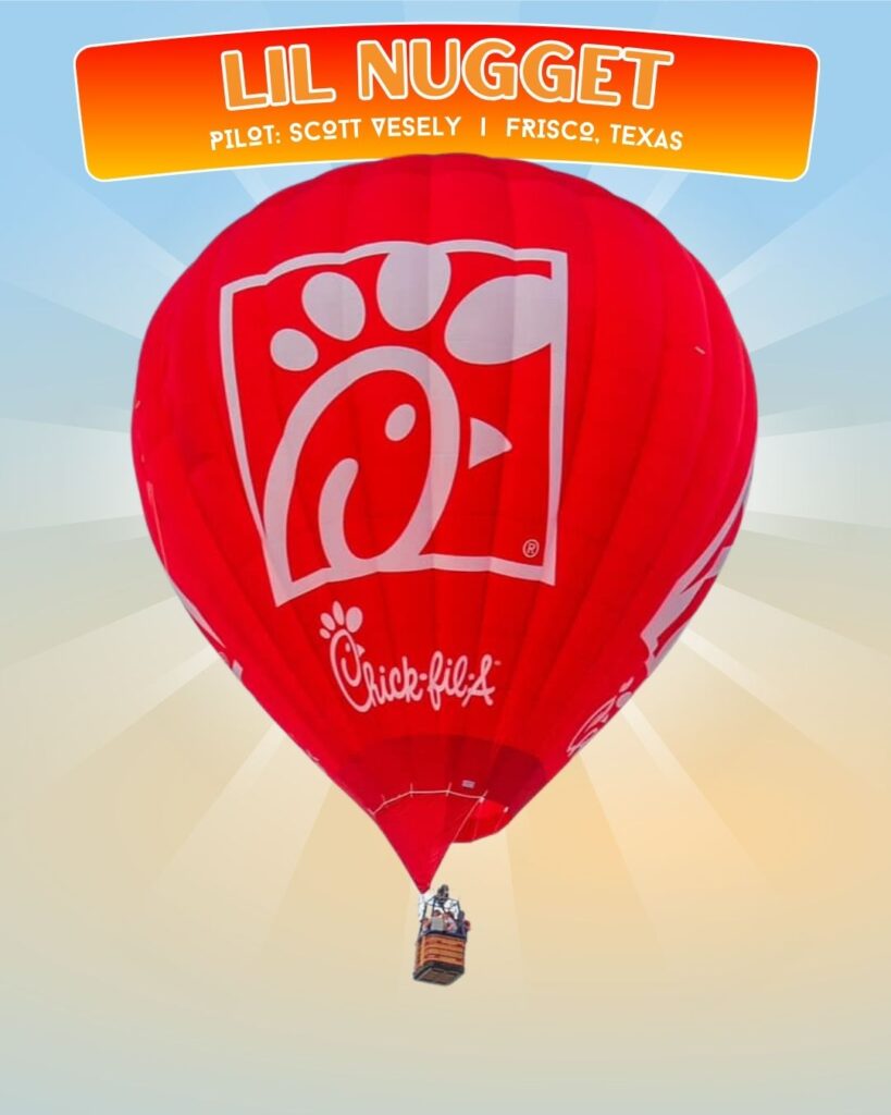 Lil Nuggest Chick-Fil-A hot air balloon and pilot Scott Vesely from Frisco Texas
